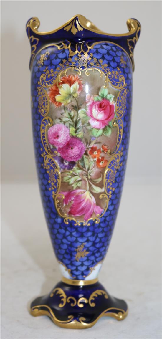 A Royal Doulton floral bouquet painted vase, signed E. Wood, c.1910, 20.4cm